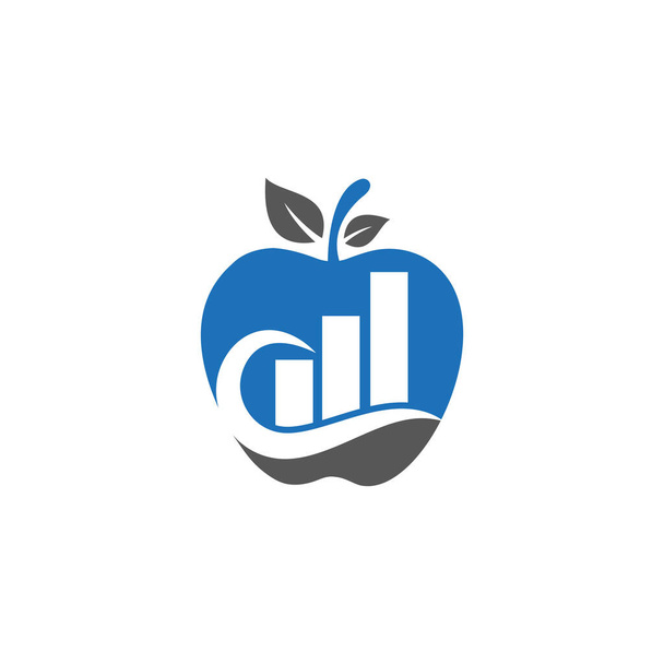Finanz-und Marketing-Logo-Design, Apple-Konzept mit Wachstum und statistische Pfeil nach oben. Design des finanziellen Apple-Logos - Vektor, Bild