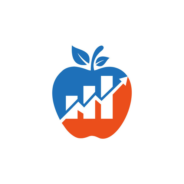 Finanz-und Marketing-Logo-Design, Apple-Konzept mit Wachstum und statistische Pfeil nach oben. Design des finanziellen Apple-Logos - Vektor, Bild