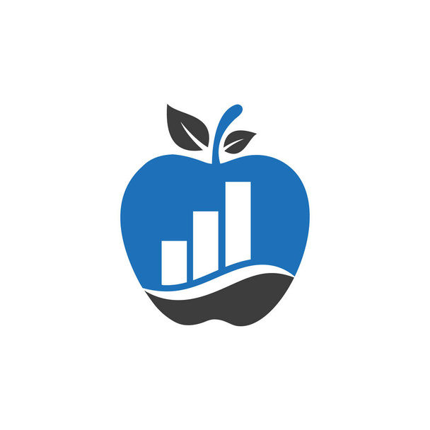 Financial and marketing logo design, apple concept with growth and statistic up arrow. Financial apple logo design - Wektor, obraz