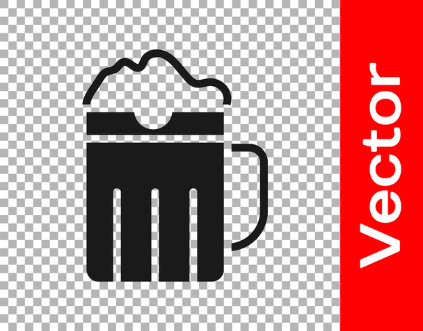 Black Wooden beer mug icon isolated on transparent background.  Vector. - Vector, Image