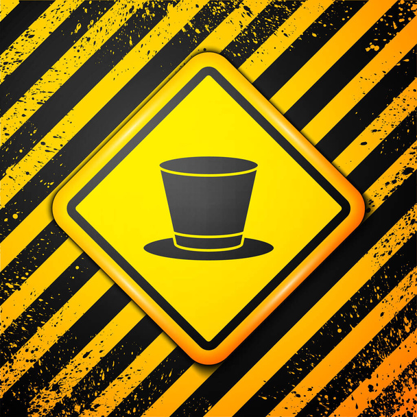Black Cylinder hat icon isolated on yellow background. Warning sign. Vector. - Vector, Image