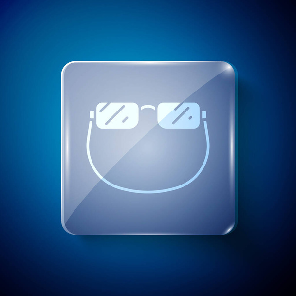Значок Белые очки изолирован на синем фоне. Квадратные стекла. Вектор. - Вектор,изображение