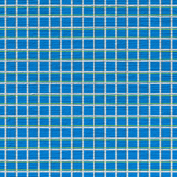 Detailní záběr modré a bílé kalico kostkované textilie pozadí. 3D vykreslování - Fotografie, Obrázek