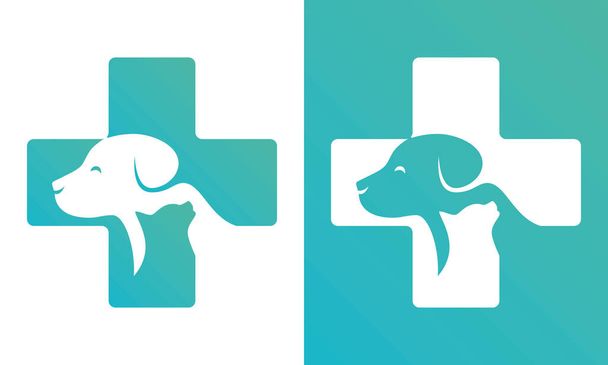 Green Cat Dog Cross Logo Design Concept - Vektor, obrázek
