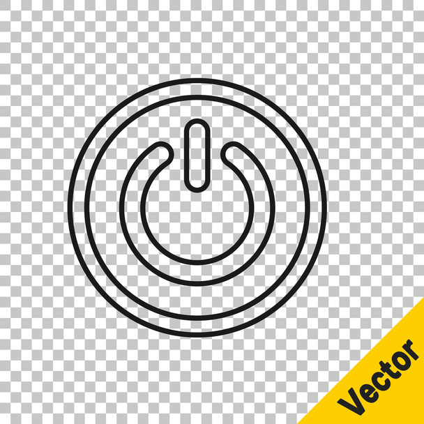 Schwarze Linie Power-Taste Symbol isoliert auf transparentem Hintergrund. Startschild. Vektor. - Vektor, Bild