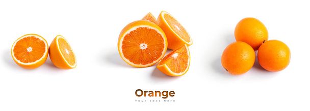 Fruta laranja isolada sobre fundo branco. Foto de alta qualidade - Foto, Imagem