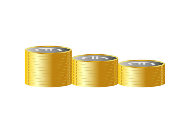 Euro coins stacked on white background - Vector, Image