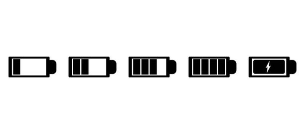 Set van batterij oplaadniveau.Vector pictogram collectie ontwerp batterij niveau indicatoren. Set van batterij oplaadniveau indicator symbool vector op witte achtergrond. - Vector, afbeelding