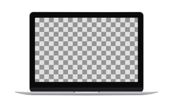 Mockup Realistinen Avaa hopea Laptop hopea väri Tyhjä näyttö suunnittelua. Vektori valkoisella taustalla. - Vektori, kuva