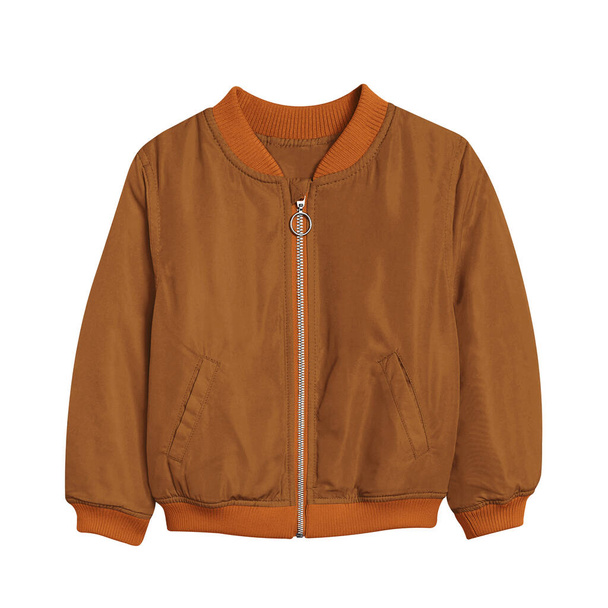 Pretty Kid's Bomber Jacket Mockup In Brown Sugar Color is a simple blank template and ready to use. - Photo, Image