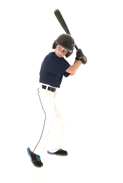 young left handed baseball player batting - 写真・画像