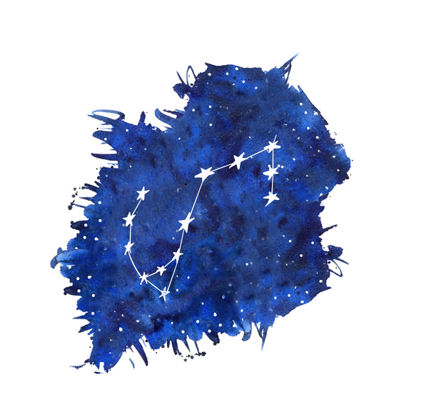 Štír akvarel znamení zvěrokruhu. Ručně kreslené hvězdy na pozadí hluboké modré galaxie ilustrace - Fotografie, Obrázek