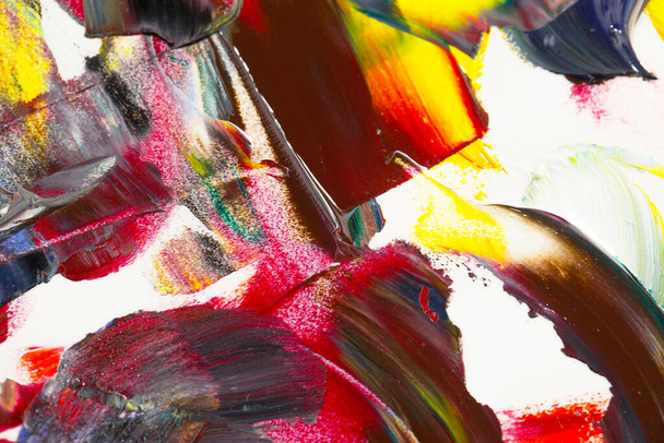 Abstracte penseelstreken op doek met olieverf. - Foto, afbeelding