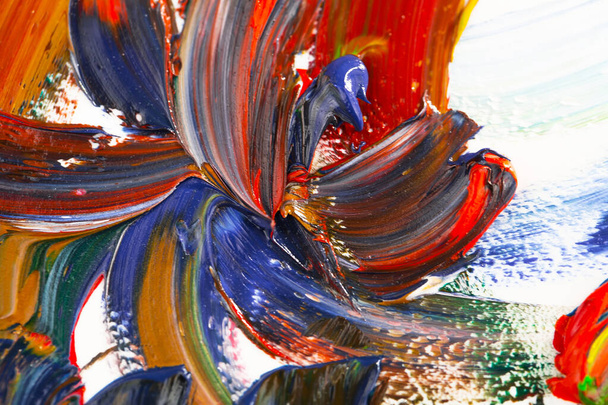 Abstract brush strokes on canvas with oil paints. - Photo, Image