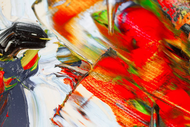 Pinceladas abstractas sobre lienzo con pinturas al óleo. - Foto, imagen