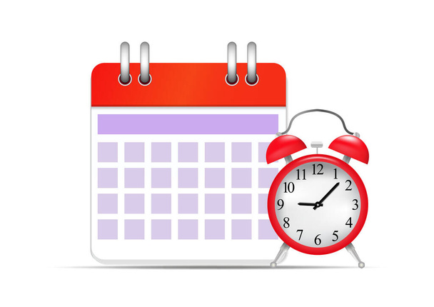 Vetor ilustração calendário e ícone do relógio. Programação e conceito de data importante. - Vetor, Imagem