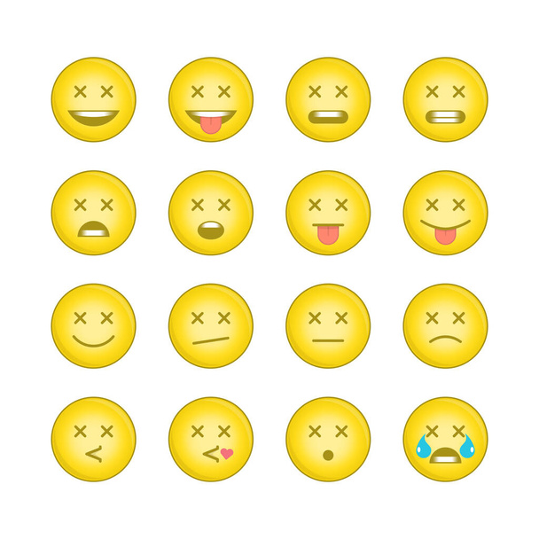 Emoticon mosoly ikonok készlet 9. - Vektor, kép