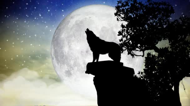 Όμορφη φεγγάρι και πεφταστέρια, νυχτερινή φαντασία, Loop animation φόντο. - Πλάνα, βίντεο