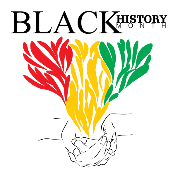 Una ilustración simbólica abstracta de las manos agarradas a la cultura y la herencia de África para el Mes de la Historia Negra - Foto, imagen
