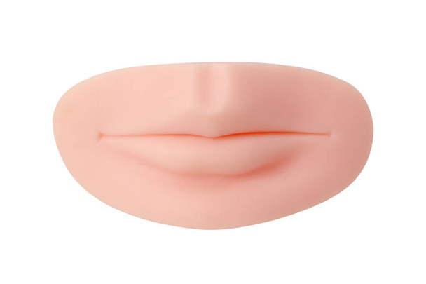 closeup στόμα της όμορφης pastic σε λευκό φόντο - Φωτογραφία, εικόνα