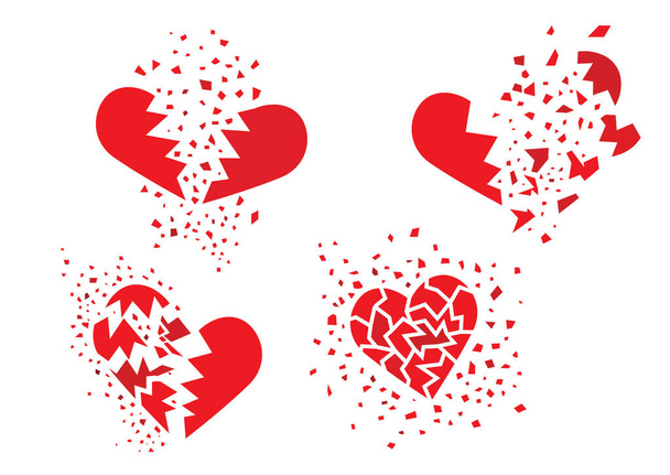 coeur brisé rouge isolé sur fond blanc illustration vecteur - Photo, image