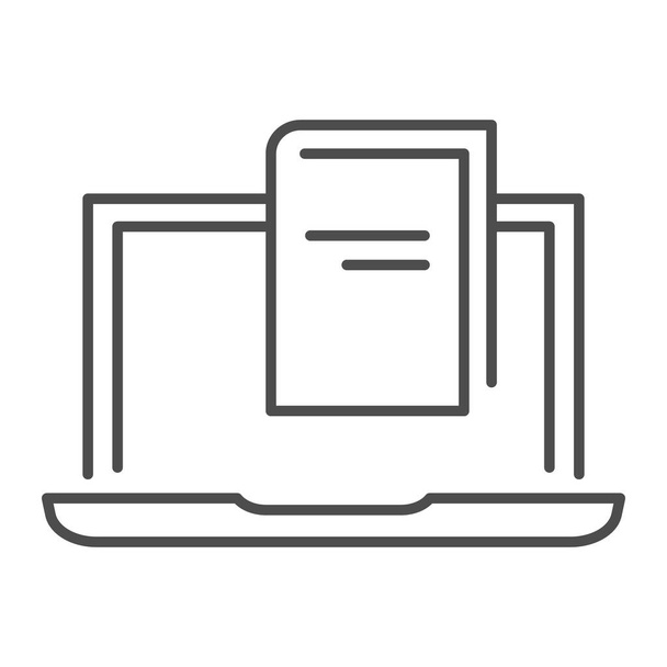 E-Book Thin Line Icon. Lesen Vektor Illustration isoliert auf weiß. Buchumrisse Design, entworfen für Web und App. Eps 10. - Vektor, Bild