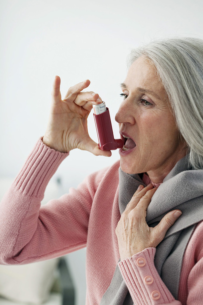 ASTHMA TREATMENT, ELDERLY PERSON - Photo, Image
