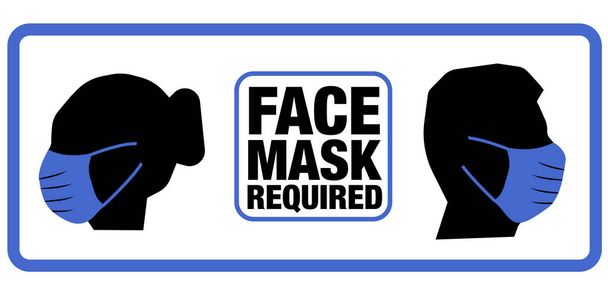 Bannière avec les personnes portant un masque chirurgical et le masque texte requis. - Vecteur, image