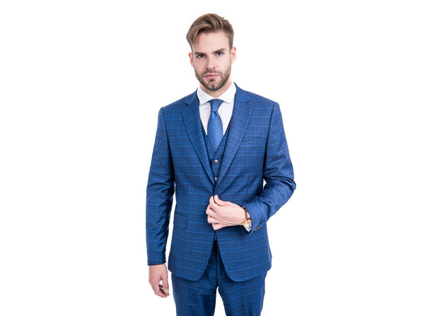 Elegance is key. Elegant man wear suit isolated on white. Business formal style. Classy and elegant - 写真・画像