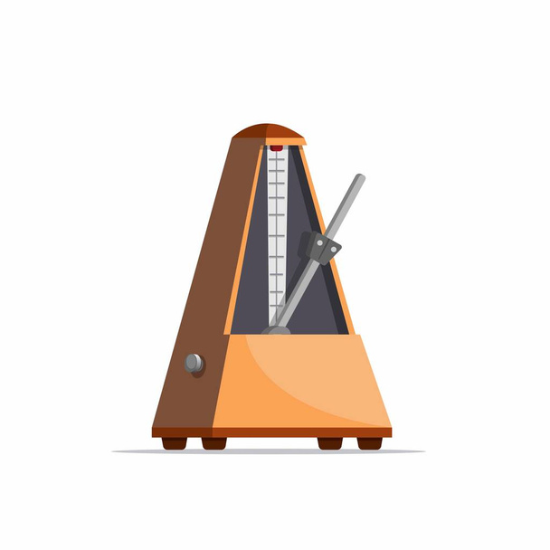metrônomo de madeira, ferramenta Instrumento Musical em desenho animado vector ilustração realista isolado em fundo branco - Vetor, Imagem
