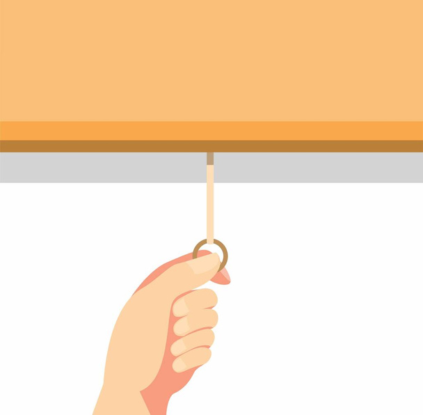 Hand Ziehen Rollvorhang oder Projektor Bildschirm in Cartoon flache Illustration Vektor isoliert in weißem Hintergrund - Vektor, Bild