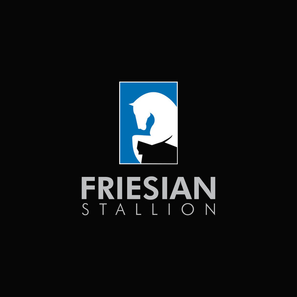 friesian stallion logo, with jumping horse make letter f vector - Vector, Image