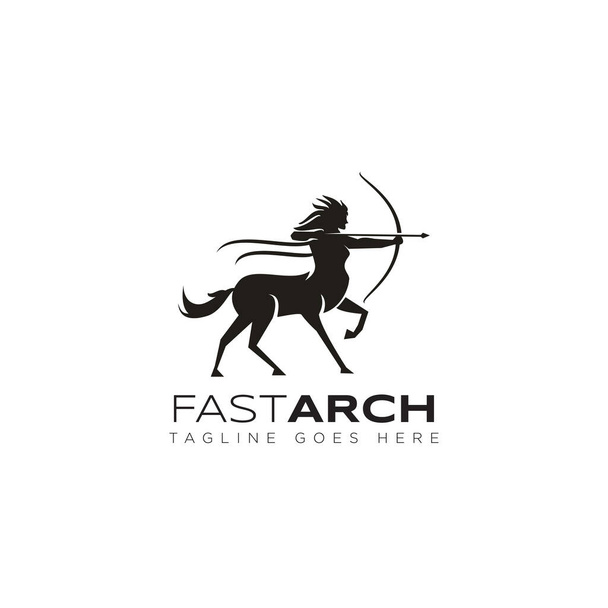fastarch logo, from fast and archer woman centaur vector - Vector, Image