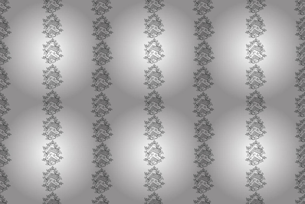 seamless texture. Raster pano with white floral elements. - Photo, Image