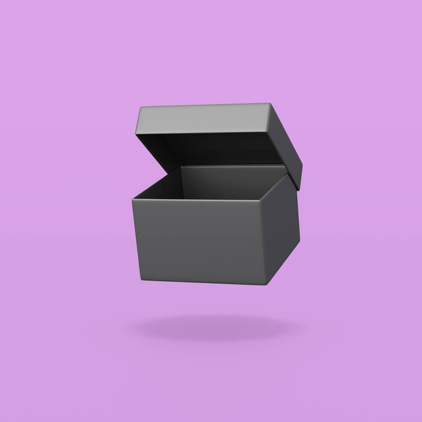 Open Black Box on Purple Background - Photo, Image