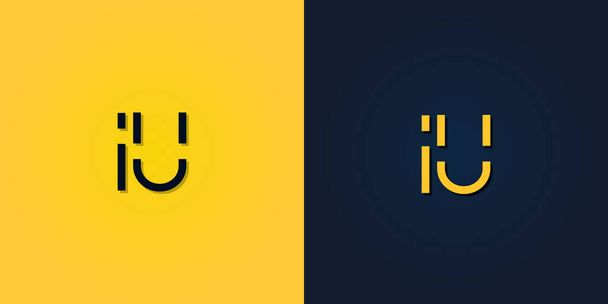 Minimalistisch Abstract Initiële letter IU logo. Dit logo is creatief voorzien van een abstracte letter en is geschikt voor welk bedrijf of merk deze initialen beginnen. - Vector, afbeelding