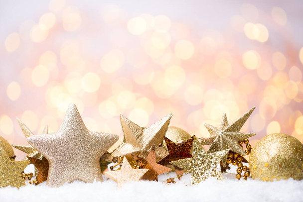 Abstract gold bokeh. Christmas and new year theme background. - Φωτογραφία, εικόνα