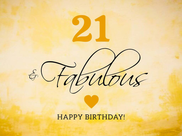 21 cumpleaños tarjeta deseos ilustración - Foto, imagen
