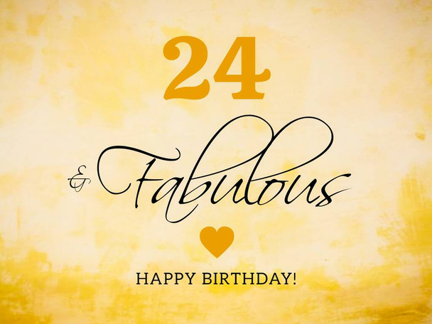 24 cumpleaños tarjeta deseos ilustración - Foto, imagen