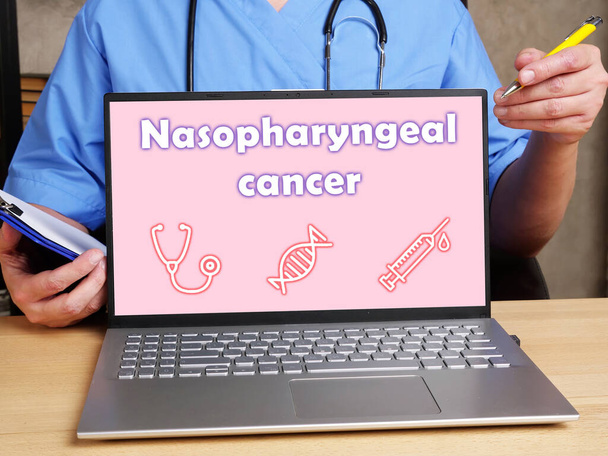 Ιατρική έννοια που σημαίνει Νασοφαρυγγικό καρκίνο με επιγραφή στο φύλλο - Φωτογραφία, εικόνα
