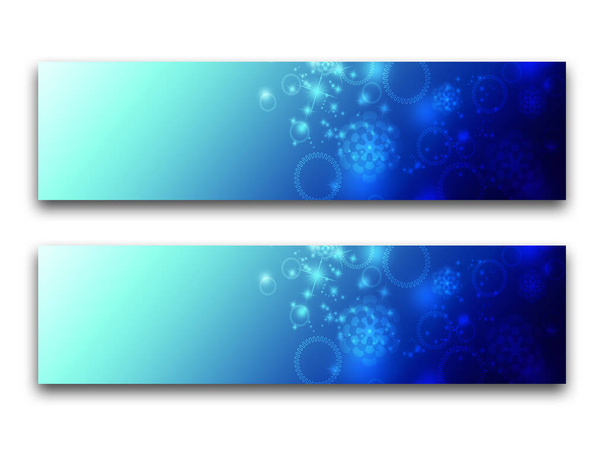 set of abstract banners with snowflakes, circles and lights - Foto, immagini