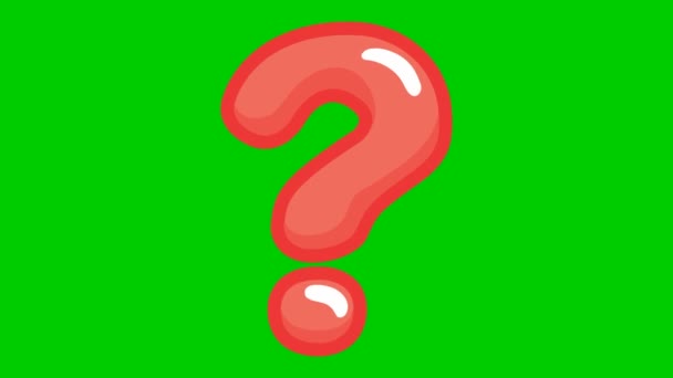 Animated funny symbol of question mark. Looped video. Vector illustration isolated on a green background. - Footage, Video