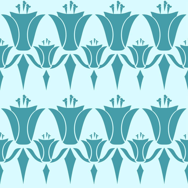 Naadloze vector herhalen abstracte Art Deco geïnspireerd patroon in tinten blauw in een symmetrische formatie - Vector, afbeelding