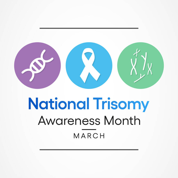 Vector illustration on the theme of Trisomy awareness month, A trisomy is a chromosomal condition characterized by an additional chromosome. A person with a trisomy has 47 chromosomes instead of 46. - Vector, Image