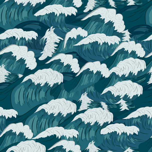 Wave Japanese Style, Seamless Pattern Vector Illustration EPS 8 - Vector, Image