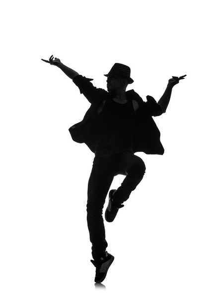 silhouette of male dancer isolated on white - Φωτογραφία, εικόνα