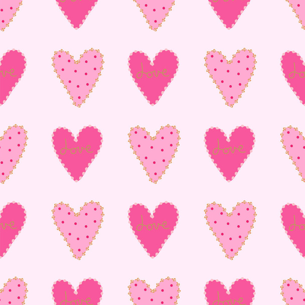 Seamless pattern hearts in rows on a soft pink background. - Vetor, Imagem