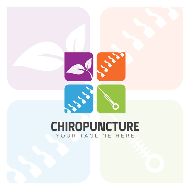 kiropunkciós logó, kreatív kiropraktikus és akupunktúrás klinika vektor - Vektor, kép