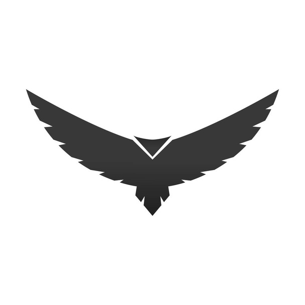 Mustan linnun ikoni. Flying abstrakti kondori laajennettu siivet. Vektori eristetty valkoisella - Vektori, kuva
