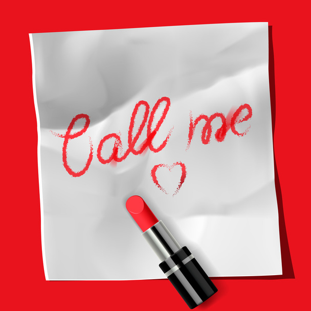 Lipstick and inscription "Call me” - Вектор,изображение